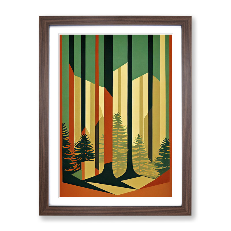 Forest Deco No.1 - Single Picture Frame Painting, 46cm H x 34cm W x 2cm D, Walnut