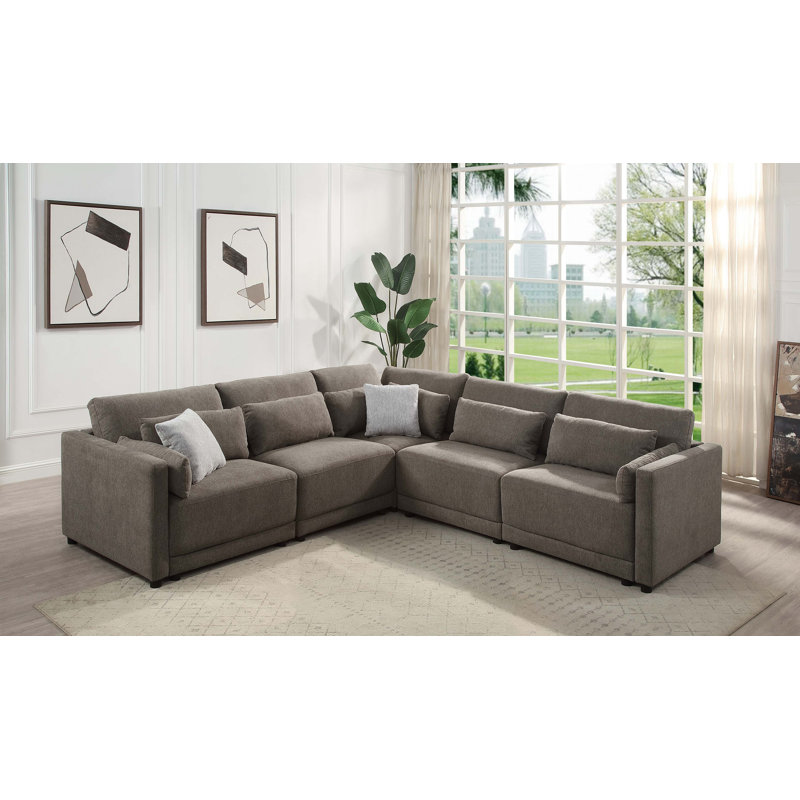 Canapé modulaire en lin avec coussins 5 pièces Rylie