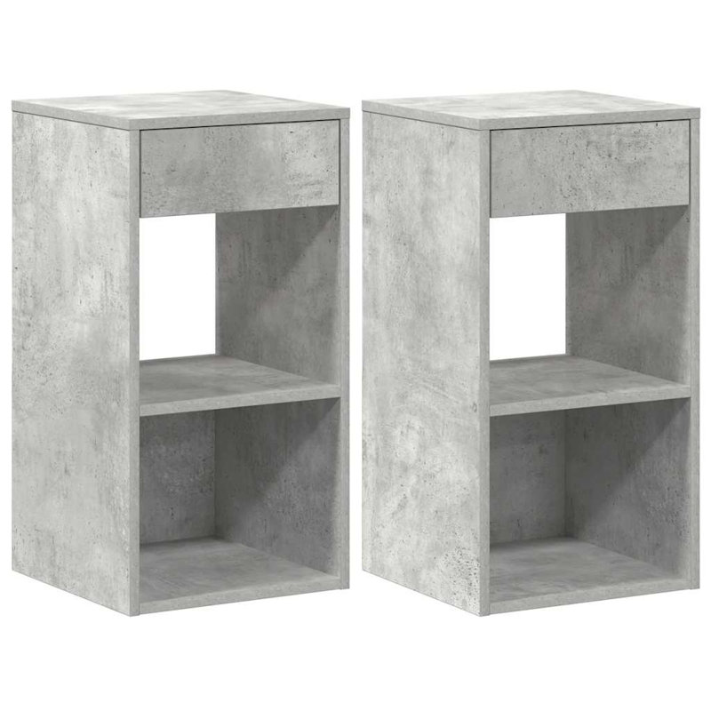 Rontavius 35cm W Manufactured Wood Bedside Table, Concrete Grey, Set of 2