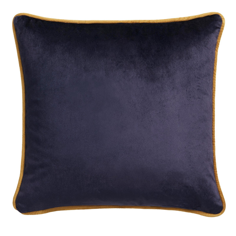 Down the Dilly Damask Square Scatter Cushion Cover/Cushion with Filling, Ochre/Blue, Cushion Cover Only - No Insert