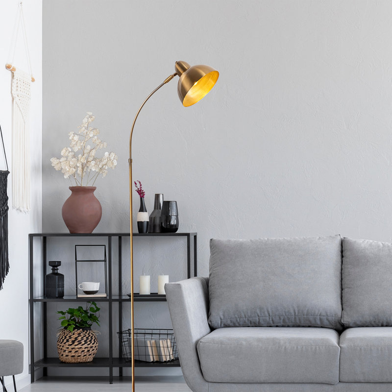 Hartranft 162cm Arc Floor Lamp, Shiny Gold