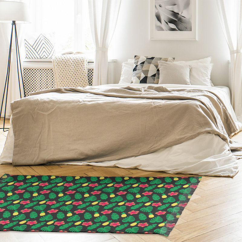 Noir tropical/Tapis décoratif vert, non