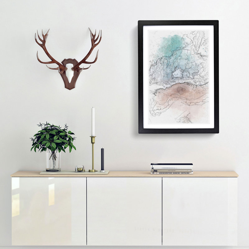 Sandy Beach in Abstract - Picture Frame Graphic Art Print, 60cm H x 40cm W x 2cm D, Black