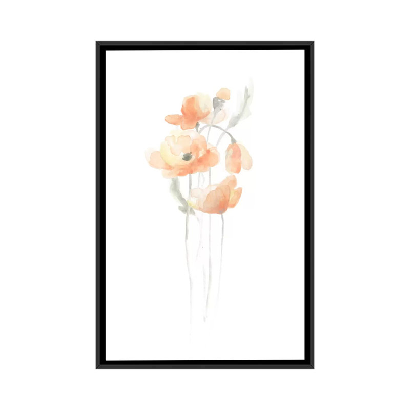 « délicat bouquet iv », impression sur toile, H 26 po x l 18 po x P 1,5 po, Toile avec cadre noir, Pas de tapis