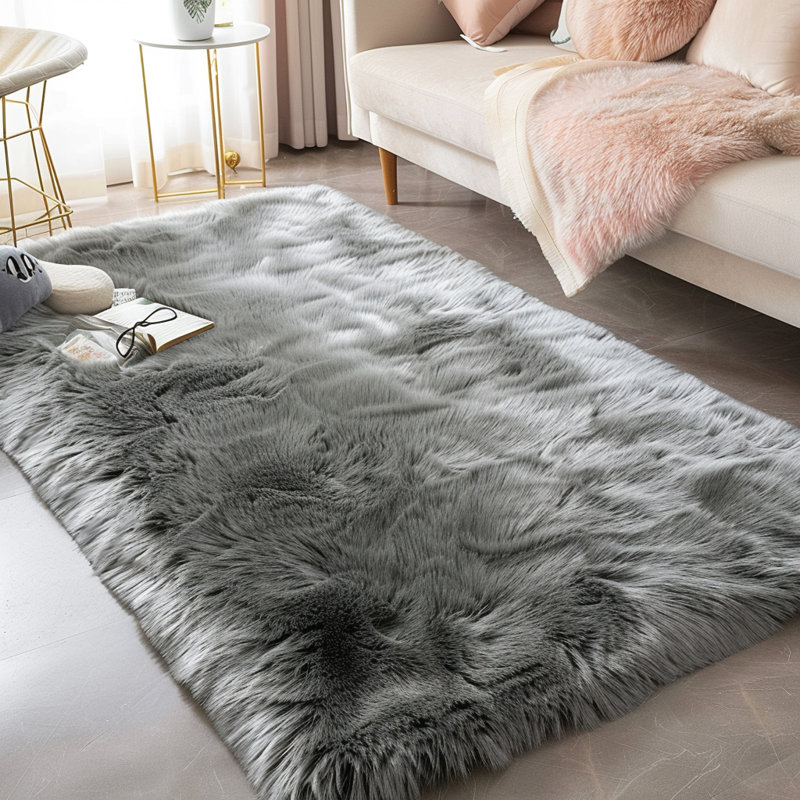 Faux Sheepskin Indoor Rug, Rectangle 4' x 6'