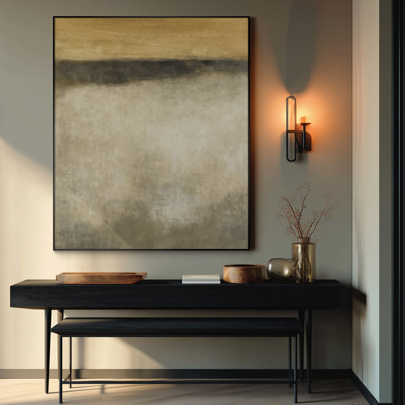 Extra Large Wall Art Fabric Print - Neutral Abstract Art Beige & Brown Contemporary Artwork Decor for Living Room or Bedroom - "Frame Assembly Required (Unfinished Frame)"