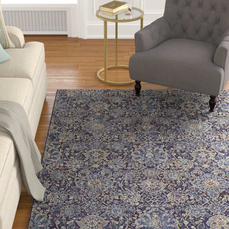 Tapis bleu saphir bleu marine Ullin, Rectangle 7 pi 10 po x 11 pi 2 po