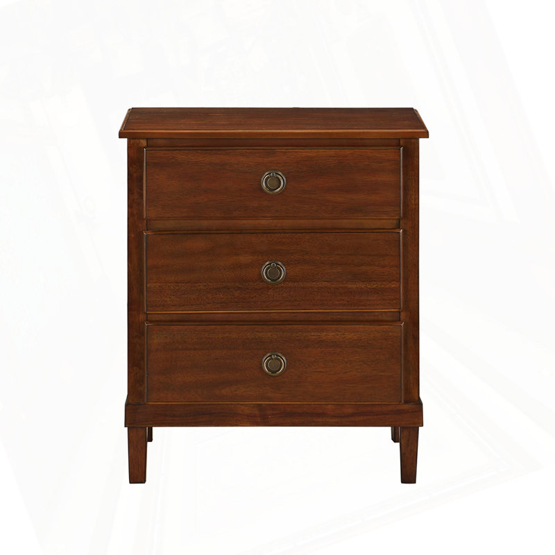 Brown 3-Drawer Nightstand