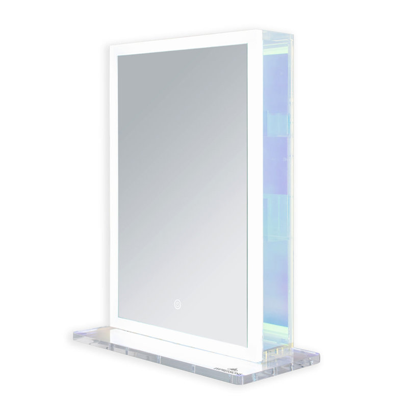 Prisma Cabinet with Tri Tone LED Mirror Door, Jewelry Armoire Cabinet with Makeup Storage Shelve