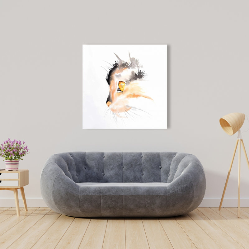 Visage de chat aquarelle - art mural sur toile pour la décoration intérieure