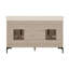 Meuble-lavabo à double cuve en bois massif l 60 po x P 22 po Thayer en gris argenté avec rangement furtif et plateau en pierre reconstituée-49550496-49550510