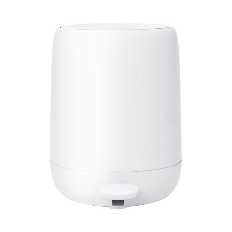 White Plastic Fingerprint Resistant Pedal Bin with Soft-Close Lid