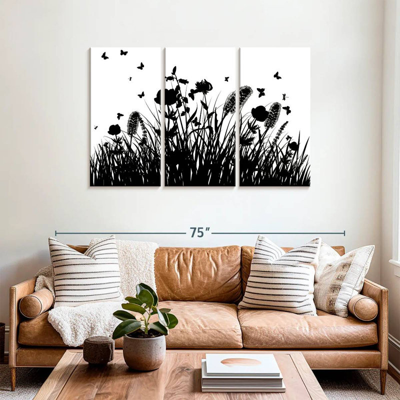 Herbe noire et blanche Harnek, H 36 po x l 57 po