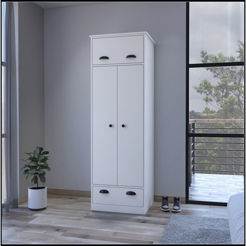 Armoire Dumas, chambre à coucher, blanc, Blanc