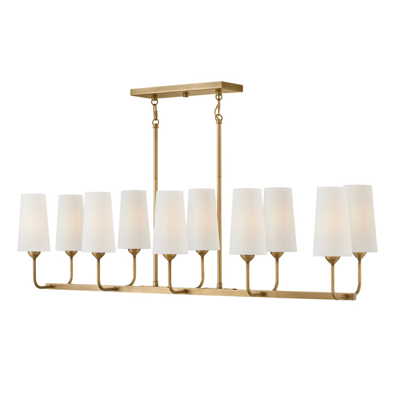 10 - Light Dimmable Chandelier, Heritage Brass