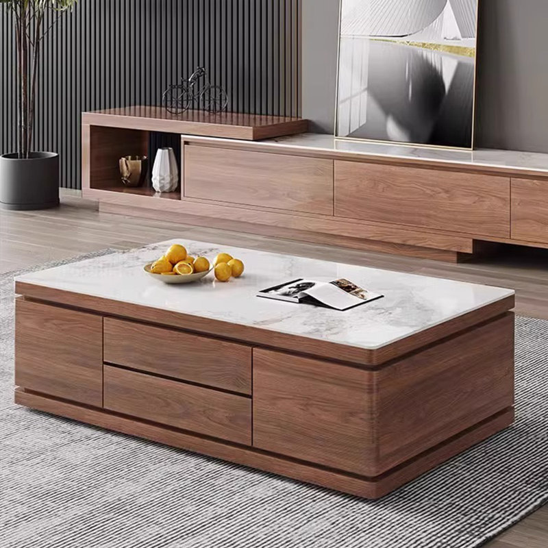 Table basse moderne de style nordique, Blanc / gris clair, H 19,7 po x l 51,2 po x P 27,6 po