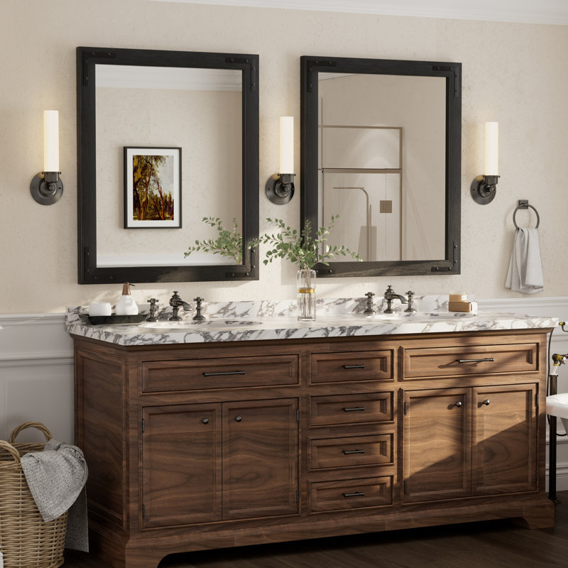Miroir mural Amara Rustic Farmhouse, Noir, 36 po x 30 po