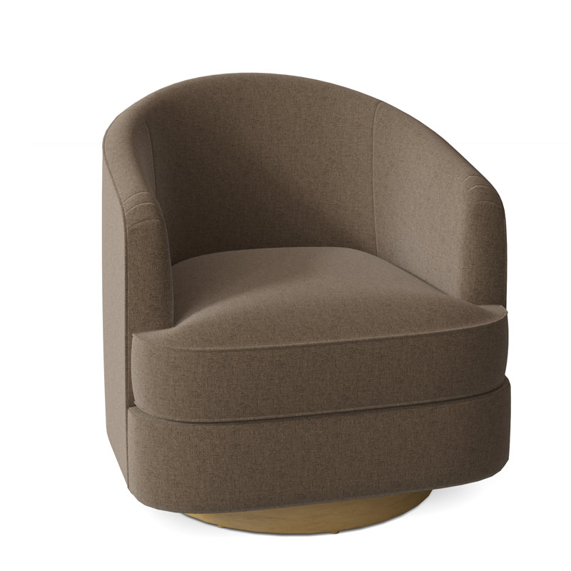 Tipsy Upholstered Swivel Barrel Chair, Bark (8789 06), Nickel