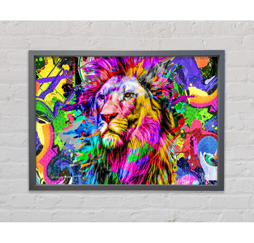 Rainbow Vivid Lion - Einzelner Bilderrahmen Kunstdrucke auf Leinwand