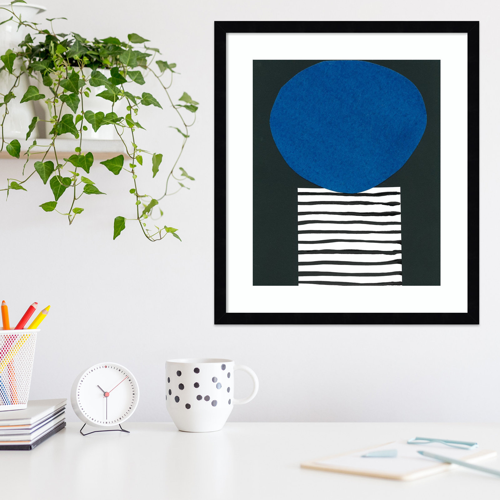 Zaley "Memphis in Blue V" Print, Black, 21" H x 19" W x 1" D