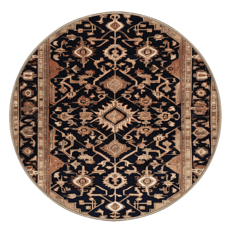 Tapis brun lavable à la machine, Rond 3 pi