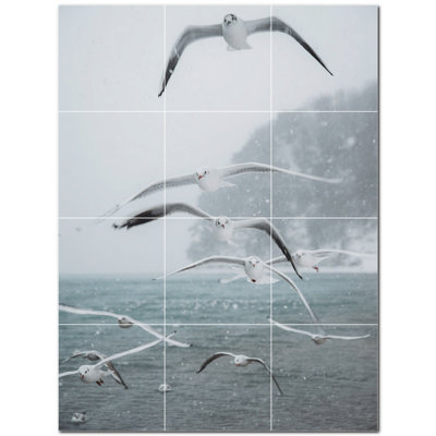 Bird Photo 8'' x 8'' Satin Ceramic Decorative Mural