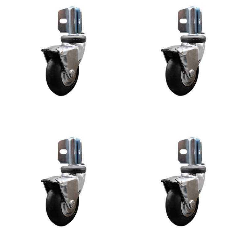 Bright Chrome Neoprene Rubbers with Brakes Corner Brackets Set 4