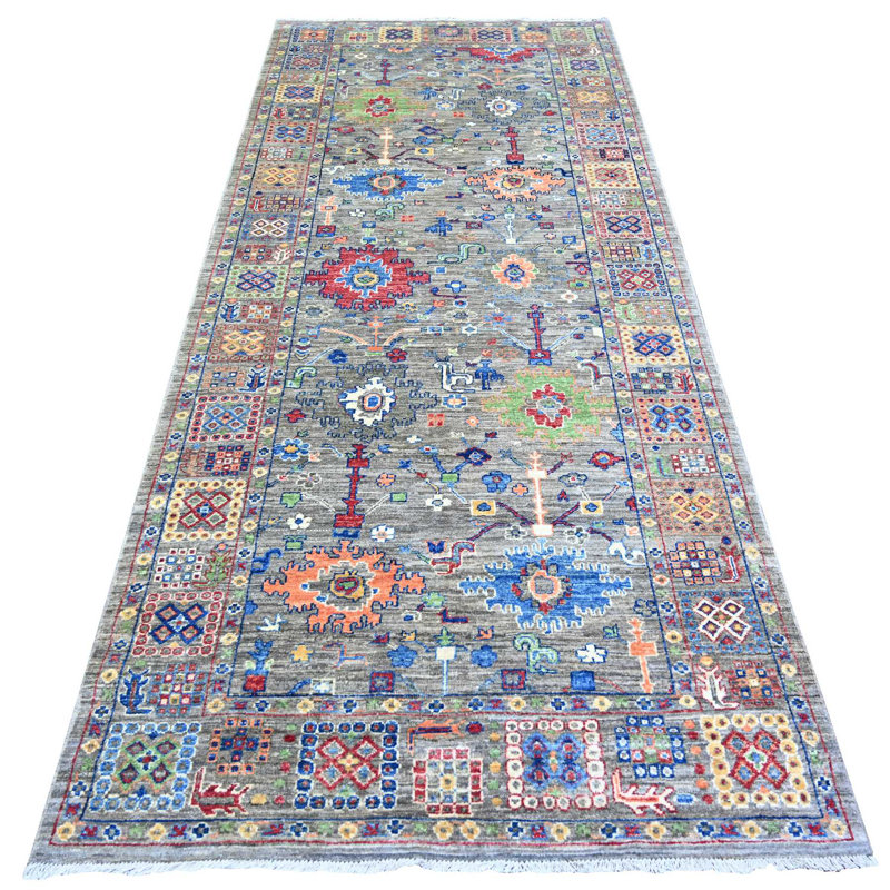 Wichard One-of-a-Kind 4'1" X 9'8" New Age Runner Wool Area Rug Grey