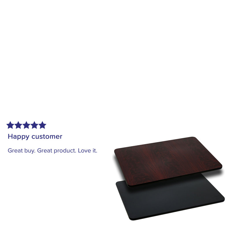 Ebner 24'' x 30'' Rectangular Table Top with Reversible Laminate Top, Black/Mahogany