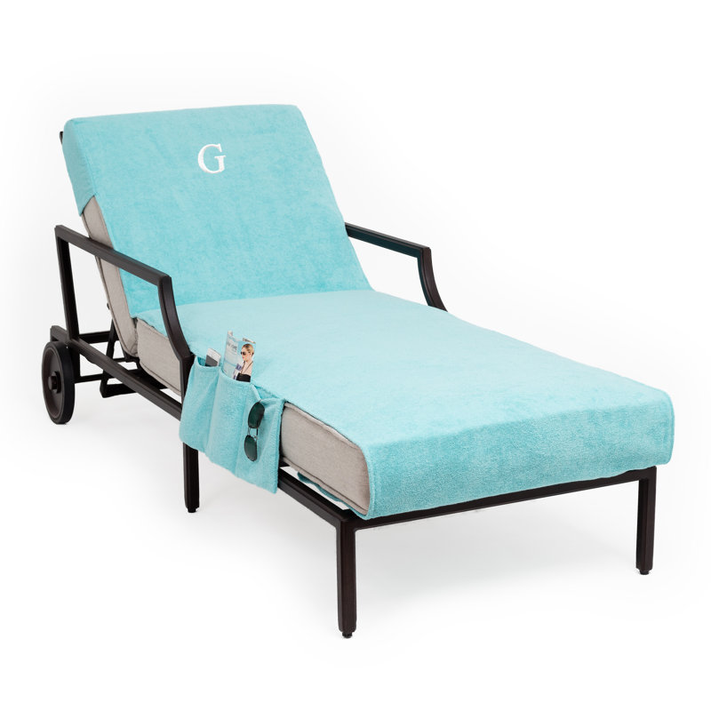 Chaise Lounge Cover Cotton, Aqua\White, G