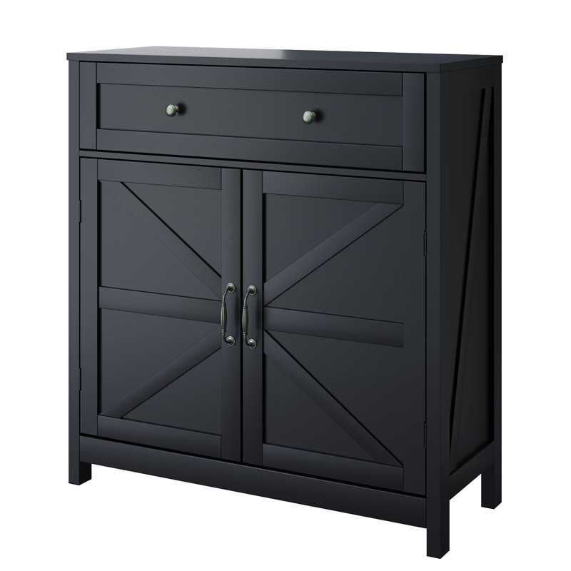 30'' Wide Office Cabinet Filing Credenza With Drawer And Adjustable Shelves, Black