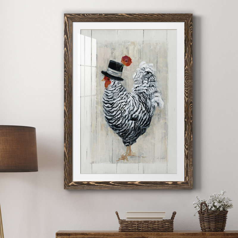 «Sunday Best Rooster», reproduction sur papier encadrée, Noyer, H 37,5 po x l 27,5 po x P 1,5 po