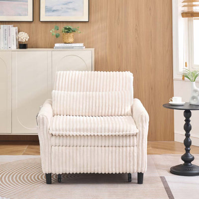 Fauteuil club en velours côtelé avec coussin