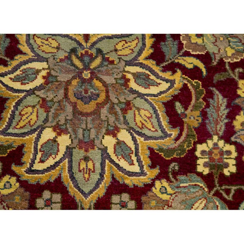 Tapis rouge et noir noué à la main de haute qualité