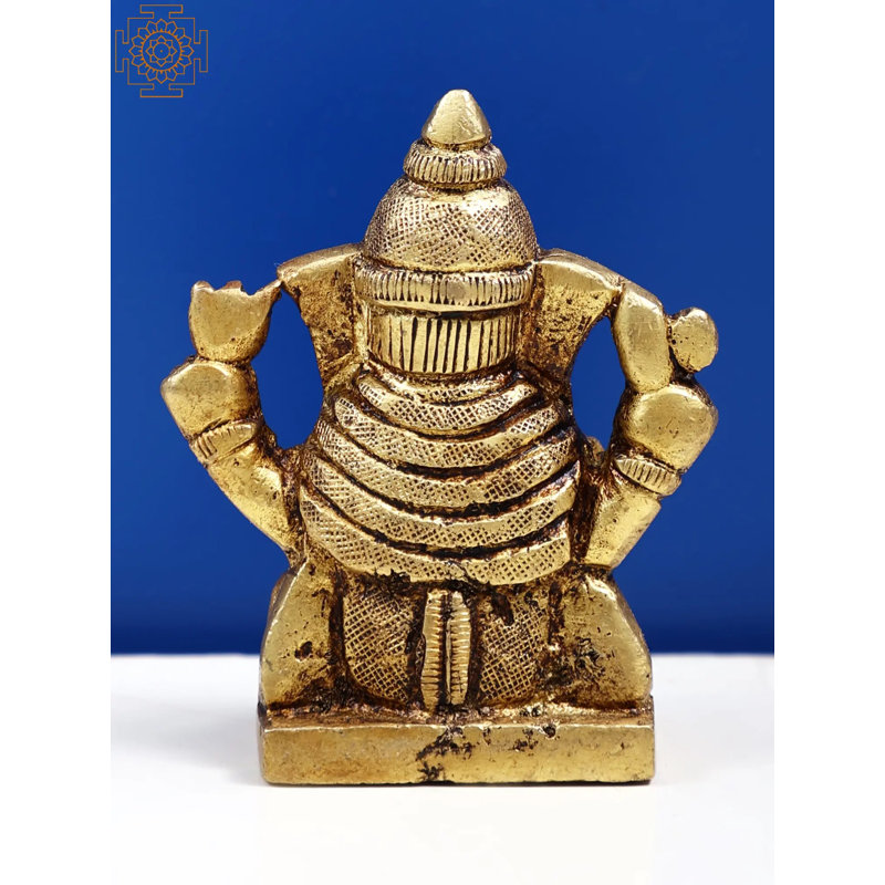 2" Small Brass Blessing Ganesha Statue – Handmade Hindu God Idol for Spiritual Home Altar & Prosperity Decor