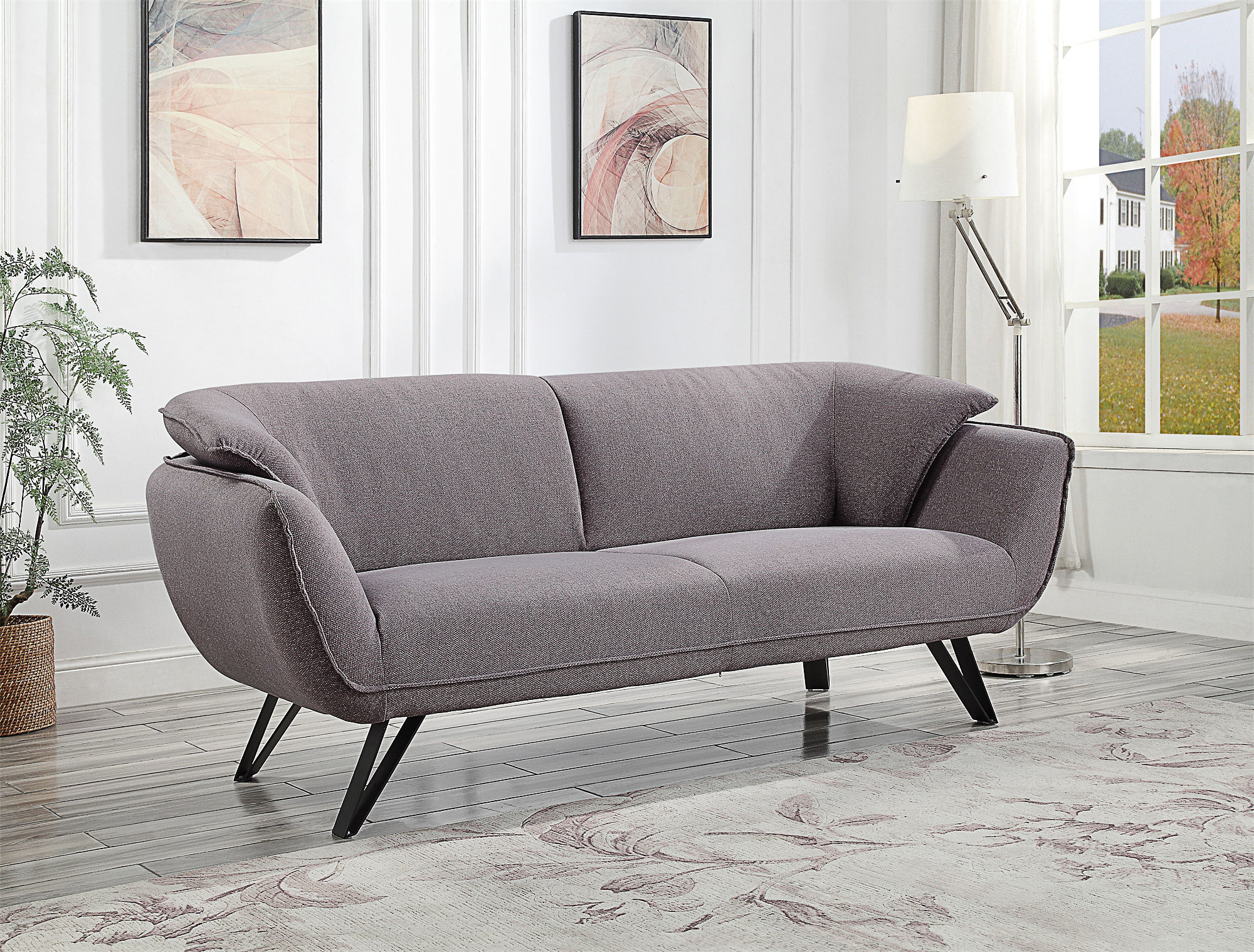 Corrigan Studio® Sofa With Slight Flared Arms And Angled Metal Legs