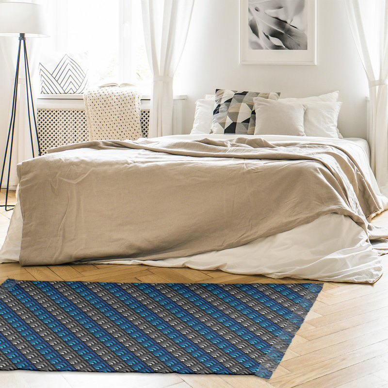 Rayures géométriques ombré bleu/gris Tapis décoratif, non