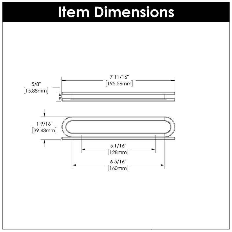 Corsa Collection Designer Pull  - Contemporary Hardware for Drawers & Cabinets, Matte Black, 5 3/50"