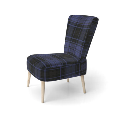 Chaise d'appoint rembourrée à motif tartan vert et orange