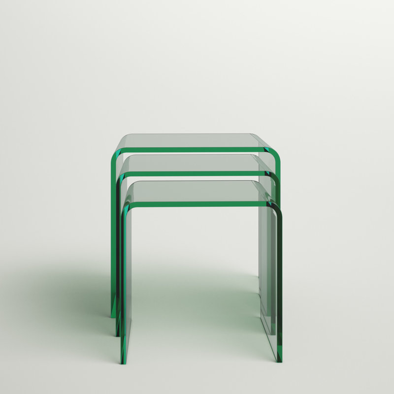 Mariana Glass Top Sled Nesting Tables, Clear