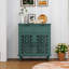  Armoire de rangement 2 portes 2 tiroirs, buffet d'appoint avec portes sculptées, vert foncé