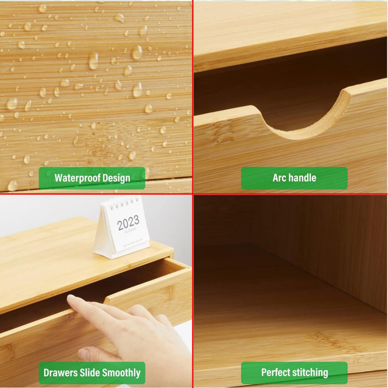 Bamboo Desk Organizer with 2 Drawers