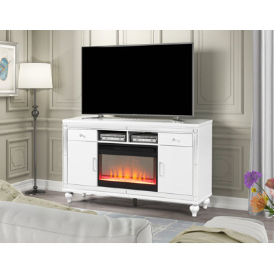 Meuble télé avec foyer électrique blanc