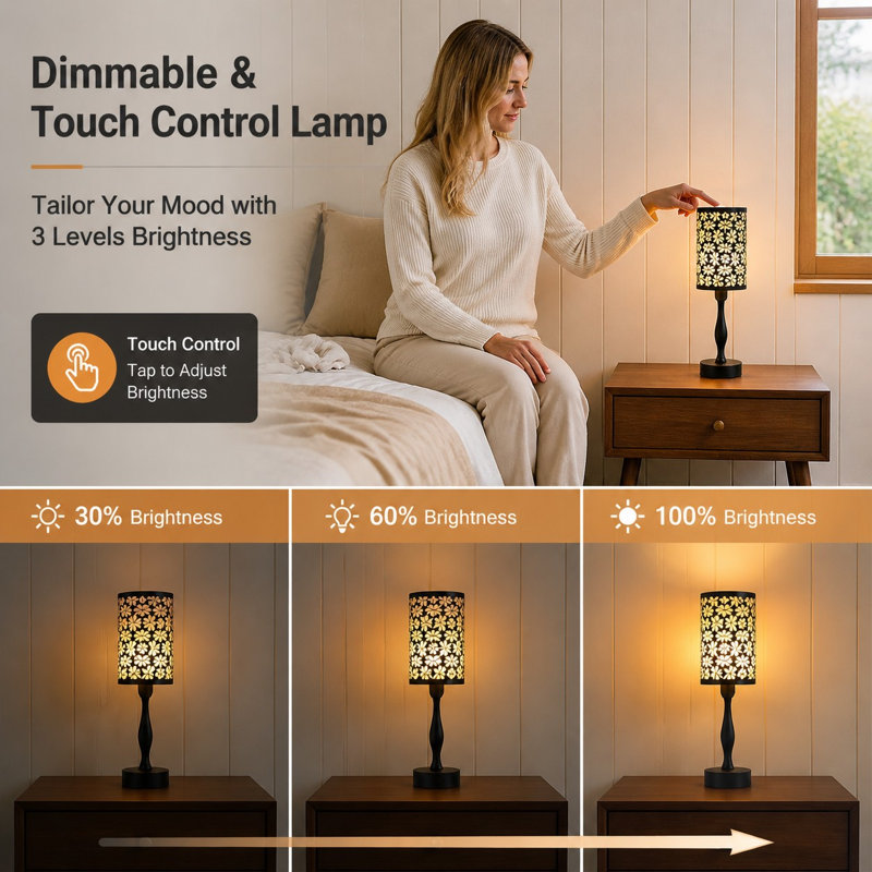 Lampe de table sans fil en bronze vintage avec batterie rechargeable