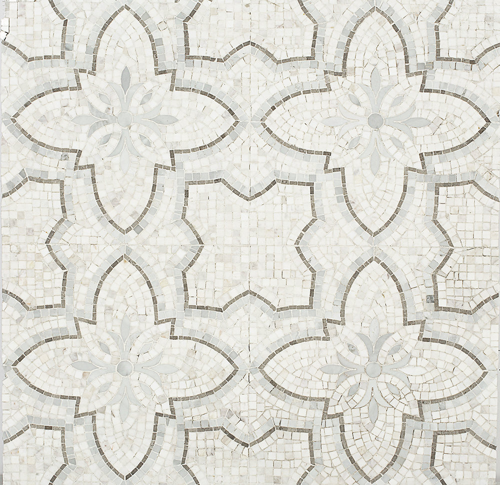Garden Random Sized Marble Mosaic Tile in White/Gray Bond Tile