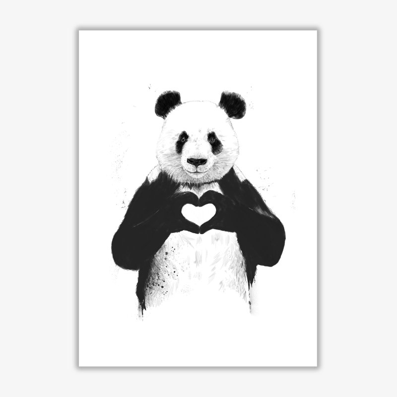 All You Need Is Love Panda by Mercedes Lopes Charro - Print, No Frame, 29.7 cm H x 21 cm W x 1 cm D