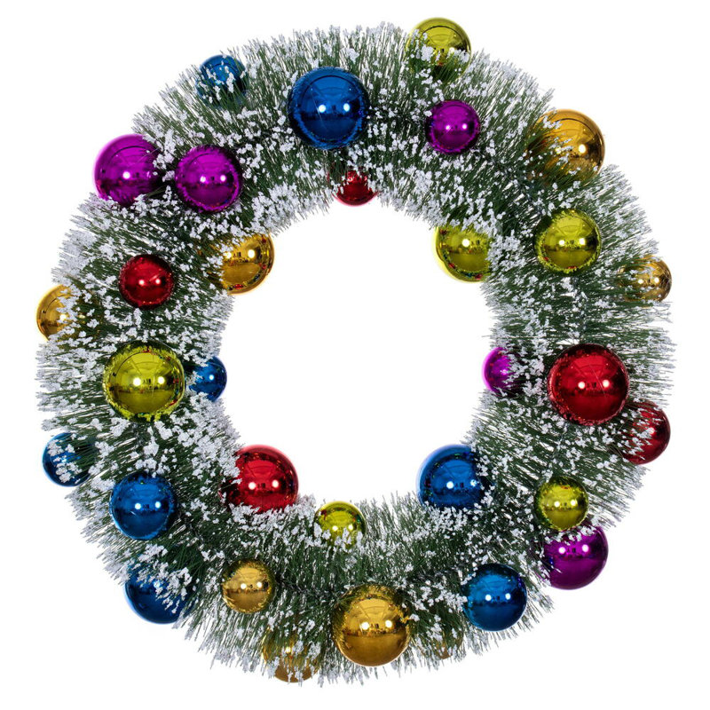  Boules de couronne givrées 18 po., Bleu foncé / rouge, H 18 po x l 18 po x P 5,5 po, Vert