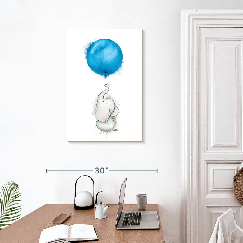 «Flying Baby Elephant Balloon Smudge», H 30 po x l 20 po