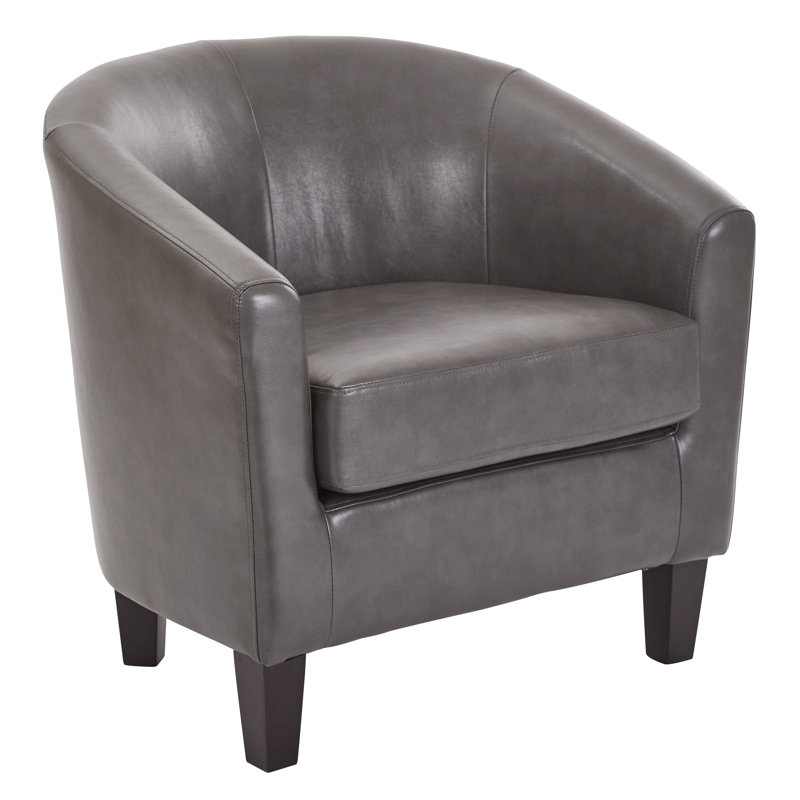 Slaven Faux Leather Barrel Chair, Camel Faux Leather