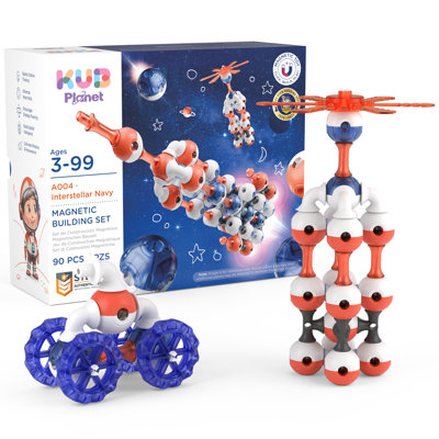 KUB Planet: Magnetic Building Set - Interstellar Navy - 90pc Space Colour Construction Blocks, Click-Build-Play, STEM Educational Stacking Toy, Kids 3+